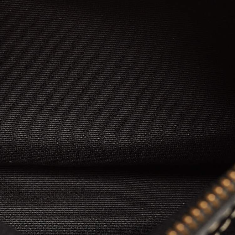 Pre Owned CH Carolina Herrera Black Monogram Embossed Leather Matteo Tote
