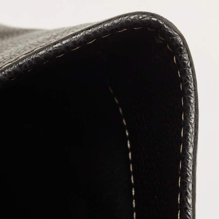 Pre Owned CH Carolina Herrera Black Monogram Embossed Leather Matteo Tote