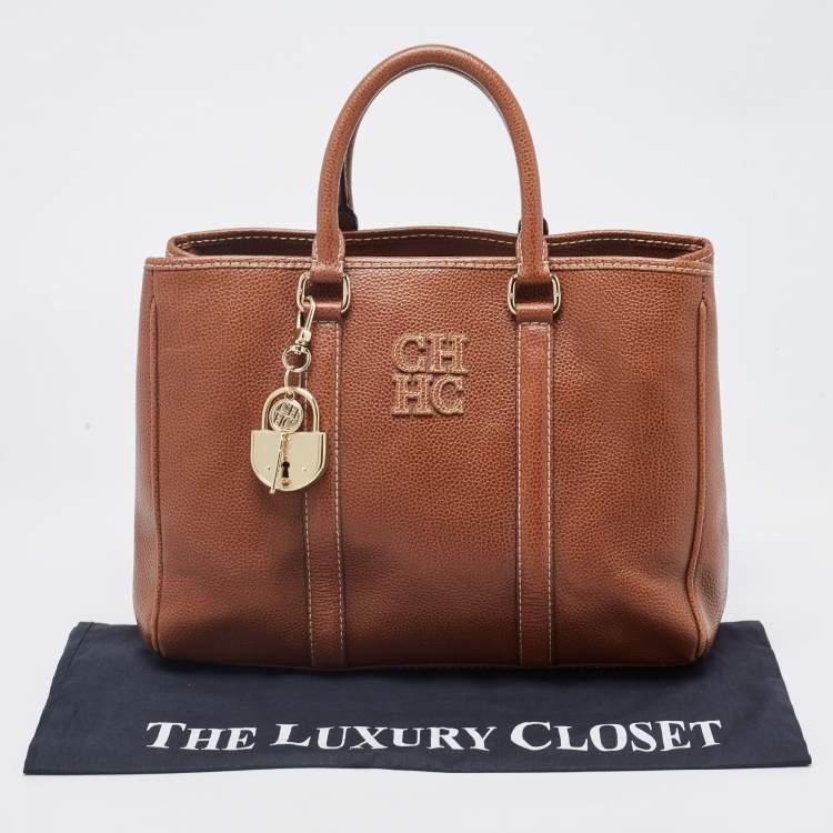 Pre Owned Carolina Herrera Brown Leather Matteo Tote