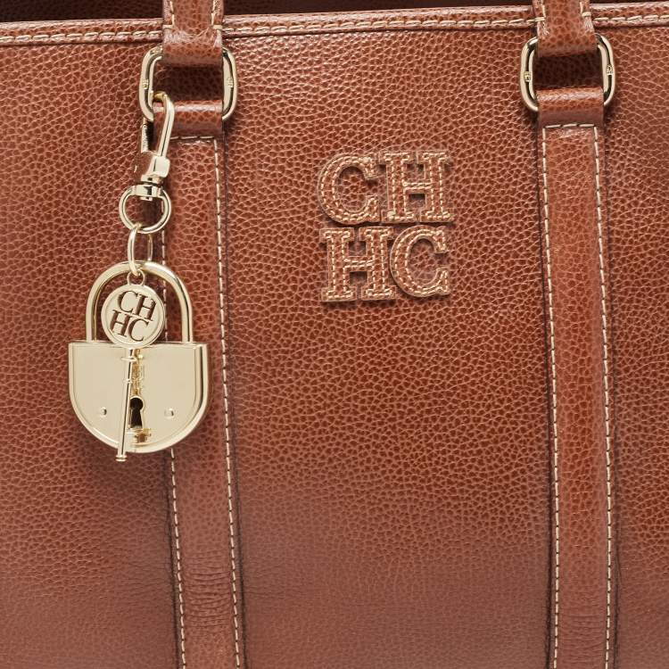 Pre Owned Carolina Herrera Brown Leather Matteo Tote