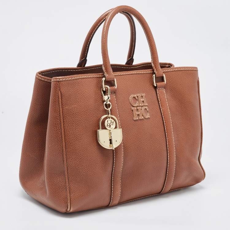 Pre Owned Carolina Herrera Brown Leather Matteo Tote