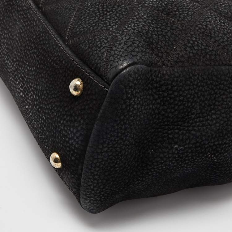 Pre Owned Carolina Herrera Black Quilted Logo Embossed Nubucke Leather Chain Tote