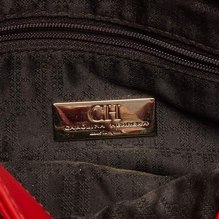 Pre Owned CH Carolina Herrera Red Leather New Baltazar Flap Shoulder Bag
