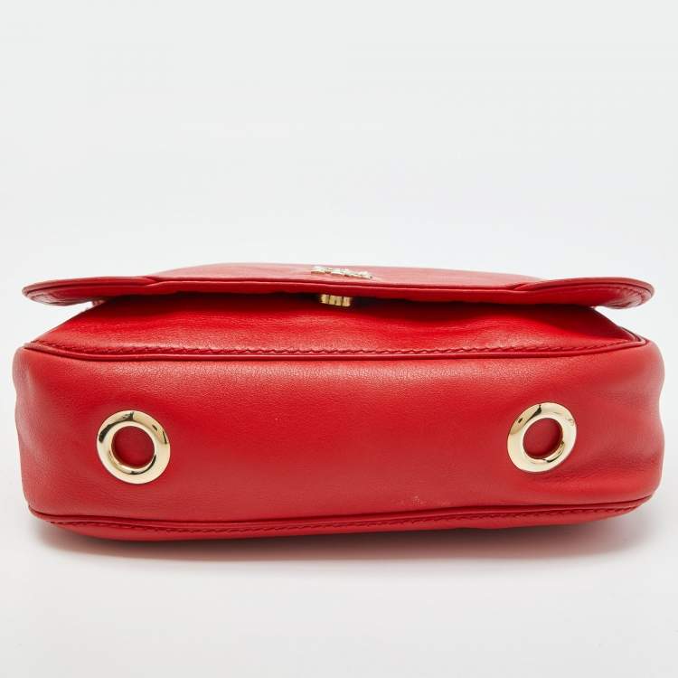 Pre Owned CH Carolina Herrera Red Leather New Baltazar Flap Shoulder Bag