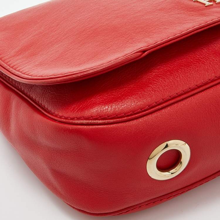 Pre Owned CH Carolina Herrera Red Leather New Baltazar Flap Shoulder Bag