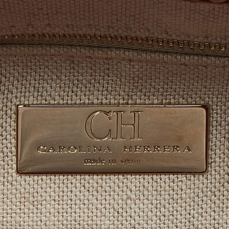 Pre Owned CH Carolina Herrera Orange Leather Matteo Tote