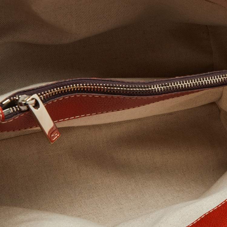 Pre Owned CH Carolina Herrera Orange Leather Matteo Tote