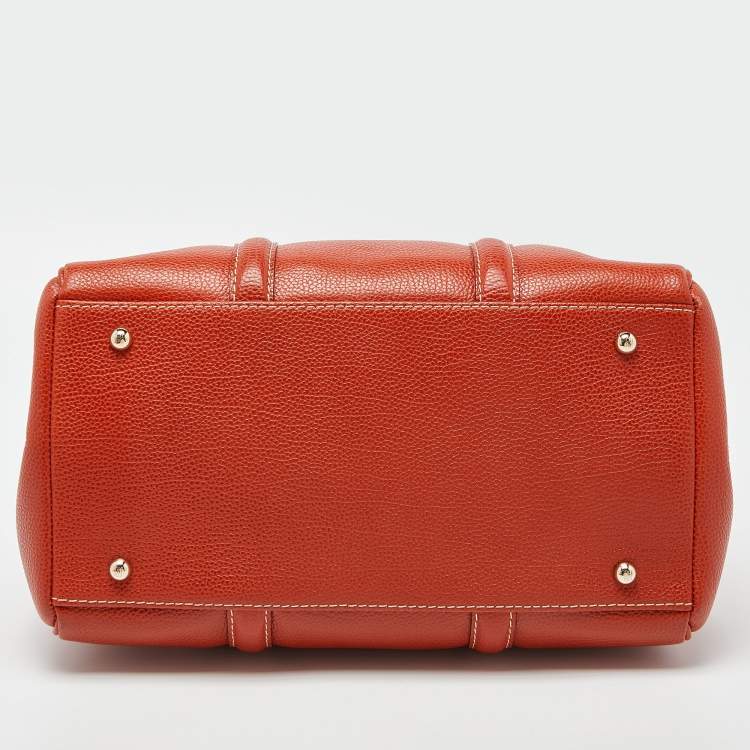 Pre Owned CH Carolina Herrera Orange Leather Matteo Tote