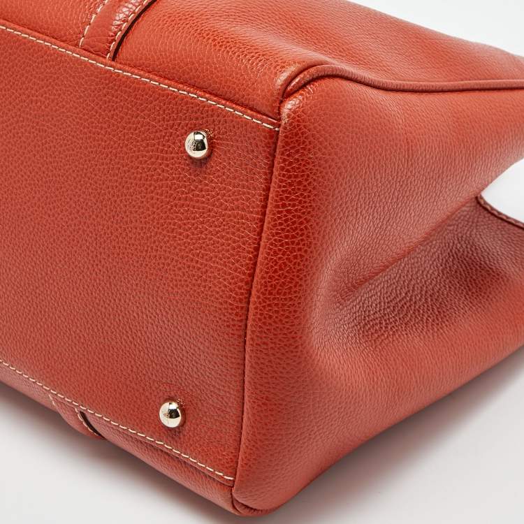 Pre Owned CH Carolina Herrera Orange Leather Matteo Tote