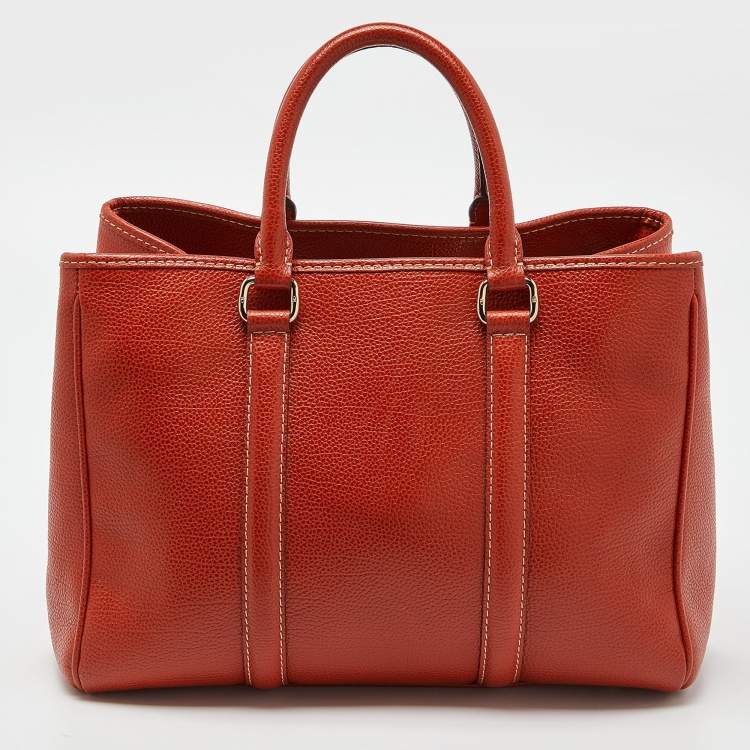 Pre Owned CH Carolina Herrera Orange Leather Matteo Tote