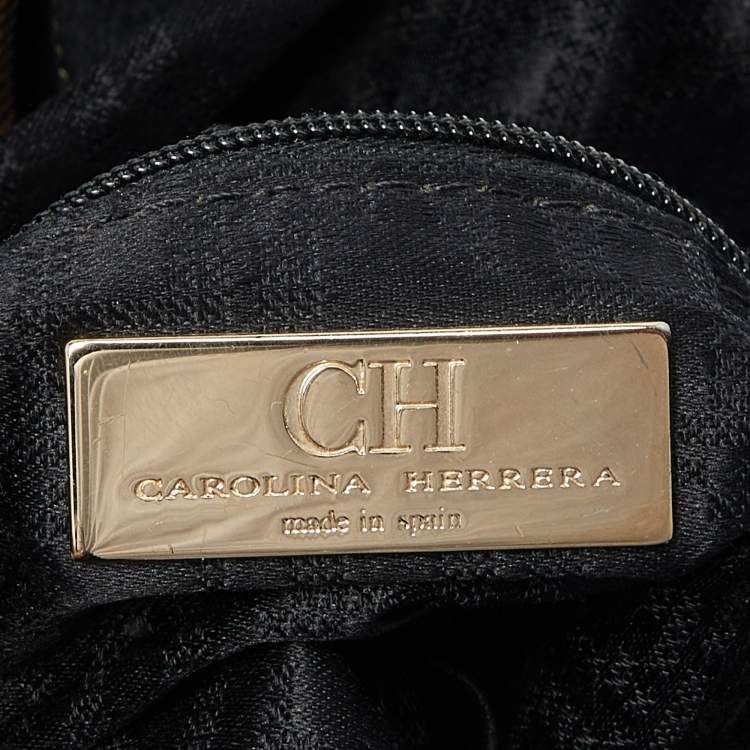 Pre Owned CH Carolina Herrera Black Nubuck and Leather Chain Hobo