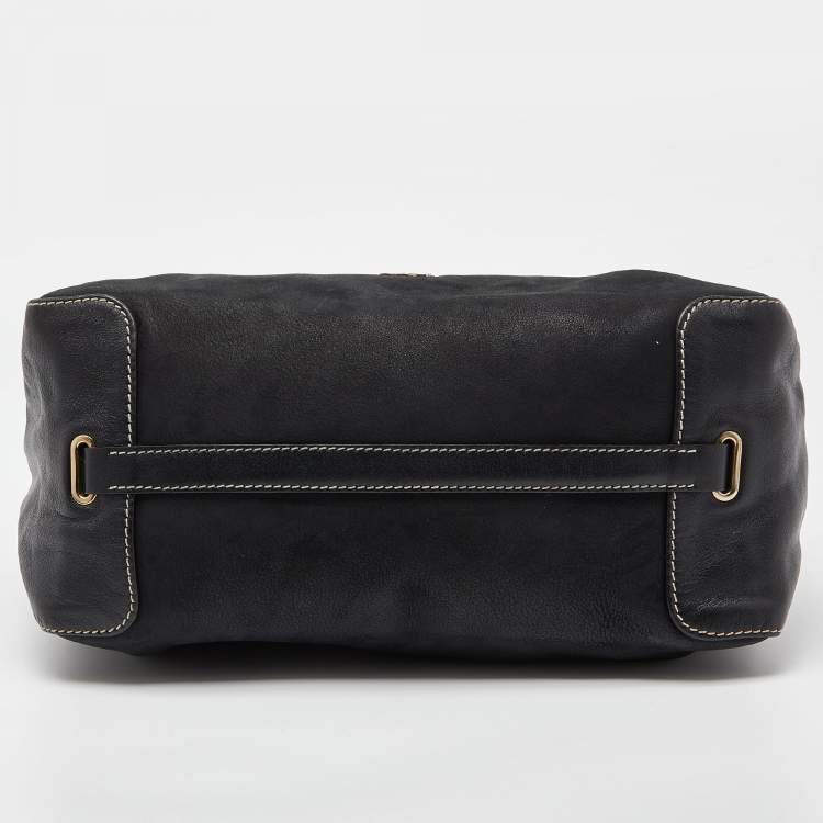 Pre Owned CH Carolina Herrera Black Nubuck and Leather Chain Hobo