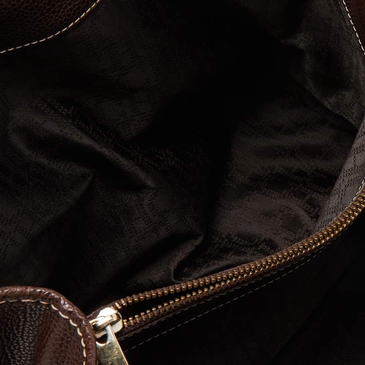 Pre Owned CH Carolina Herrera Brown Grained Leather Matteo Tote