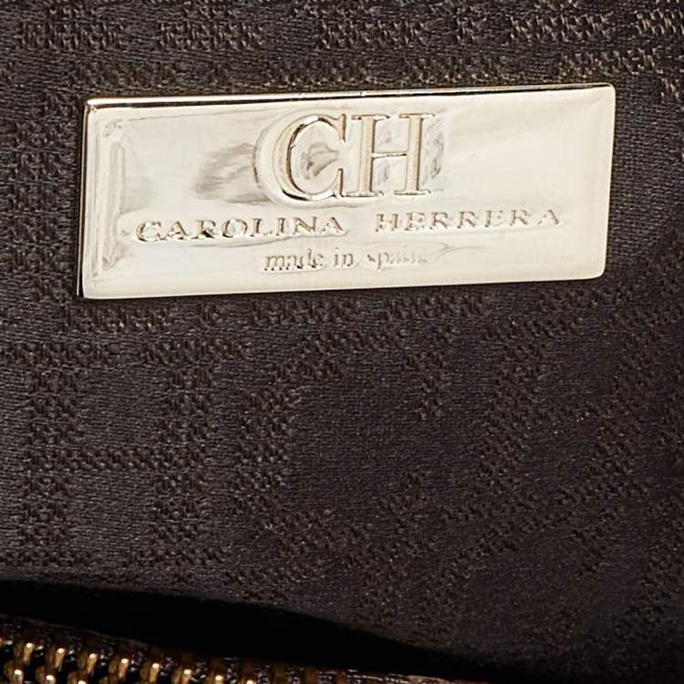 Pre Owned CH Carolina Herrera Brown Grained Leather Matteo Tote