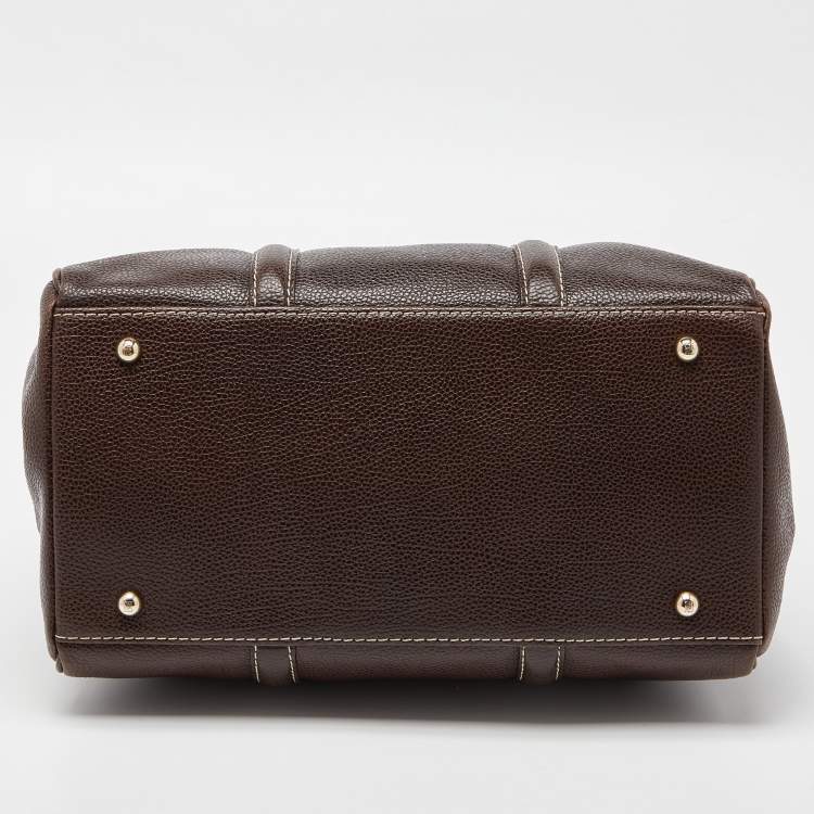 Pre Owned CH Carolina Herrera Brown Grained Leather Matteo Tote