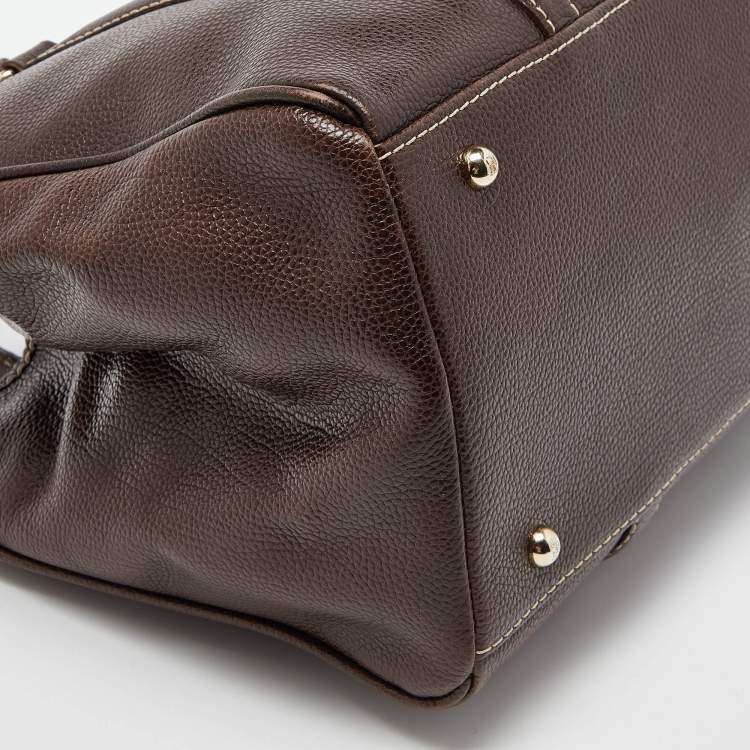 Pre Owned CH Carolina Herrera Brown Grained Leather Matteo Tote