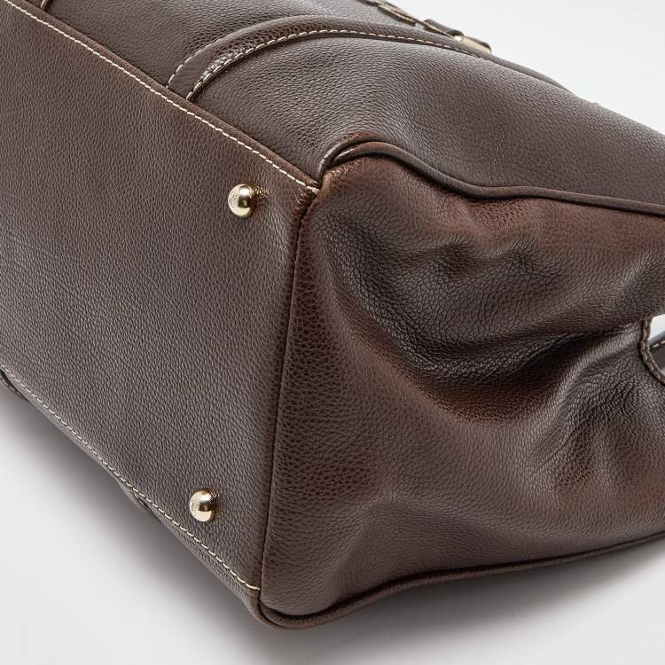 Pre Owned CH Carolina Herrera Brown Grained Leather Matteo Tote