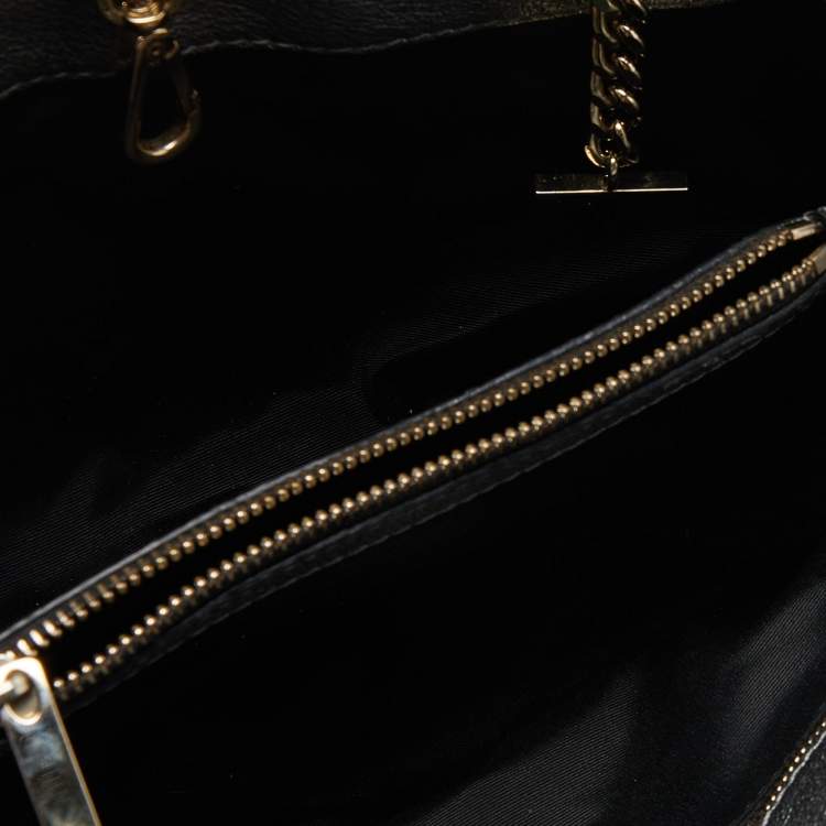 Pre Owned CH Carolina Herrera Metallic Silver Micro Quilted Leather Chain Tote