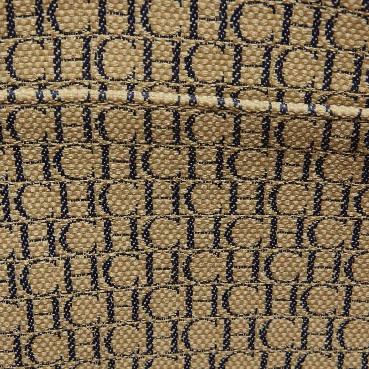 Pre Owned CH Carolina Herrera Metallic Gold Monogram Leather Large Andy Boston Bag