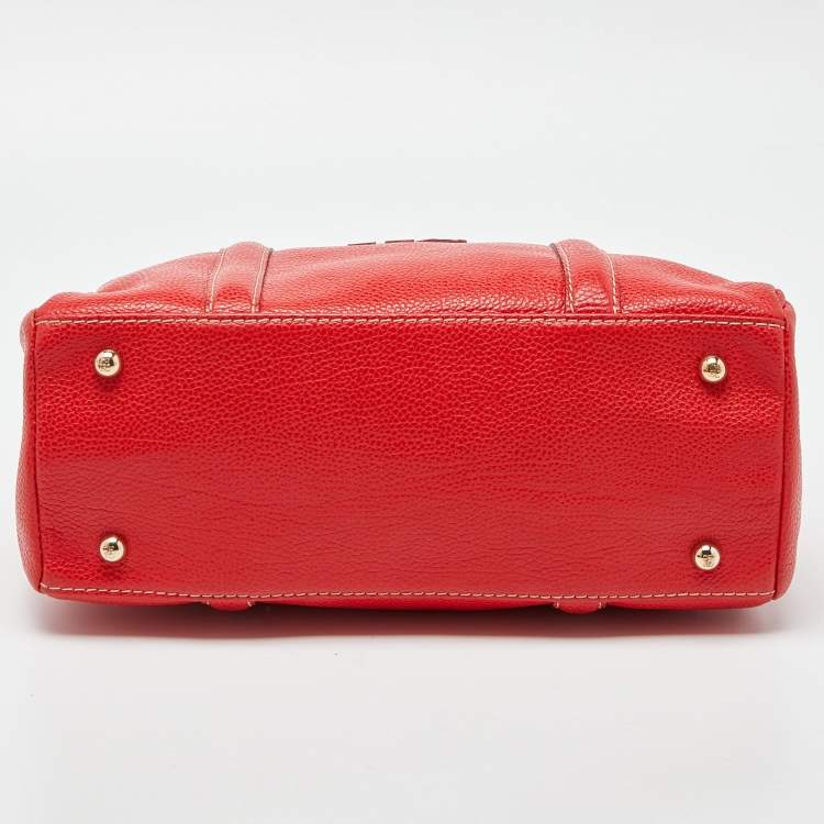 Pre Owned CH Carolina Herrera Red Pebbled Leather Matteo Tote