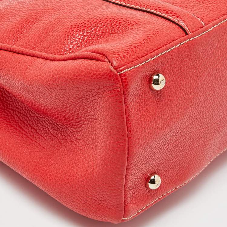 Pre Owned CH Carolina Herrera Red Pebbled Leather Matteo Tote