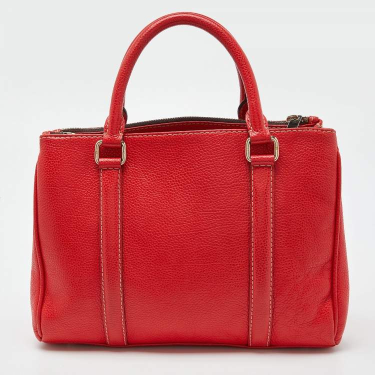 Pre Owned CH Carolina Herrera Red Pebbled Leather Matteo Tote