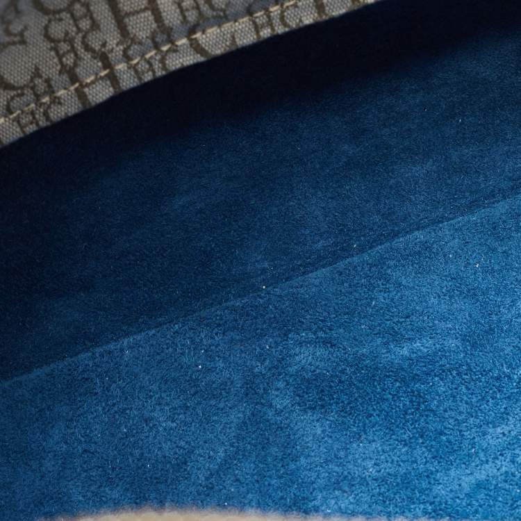 Pre Owned CH Carolina Herrera Blue Monogram Leather Andy Boston Bag