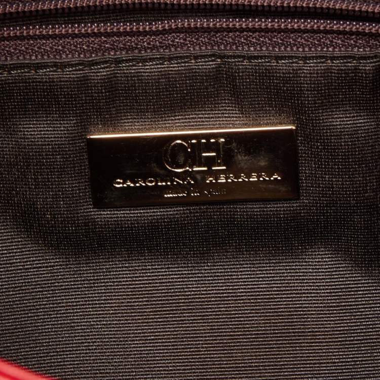 Pre Owned CH Carolina Herrera Red Quilted Leather Flap Wristlet Clutch