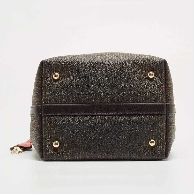 Pre Owned CH Carolina Herrera Choco Brown Signature Coated Canvas and Leather Matryoshka Padlock Tote