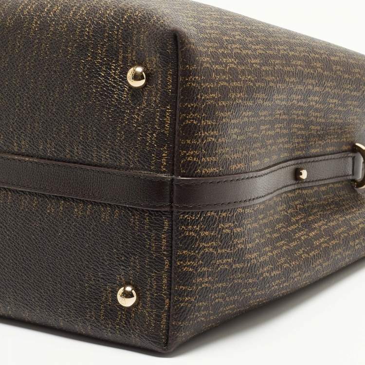 Pre Owned CH Carolina Herrera Choco Brown Signature Coated Canvas and Leather Matryoshka Padlock Tote
