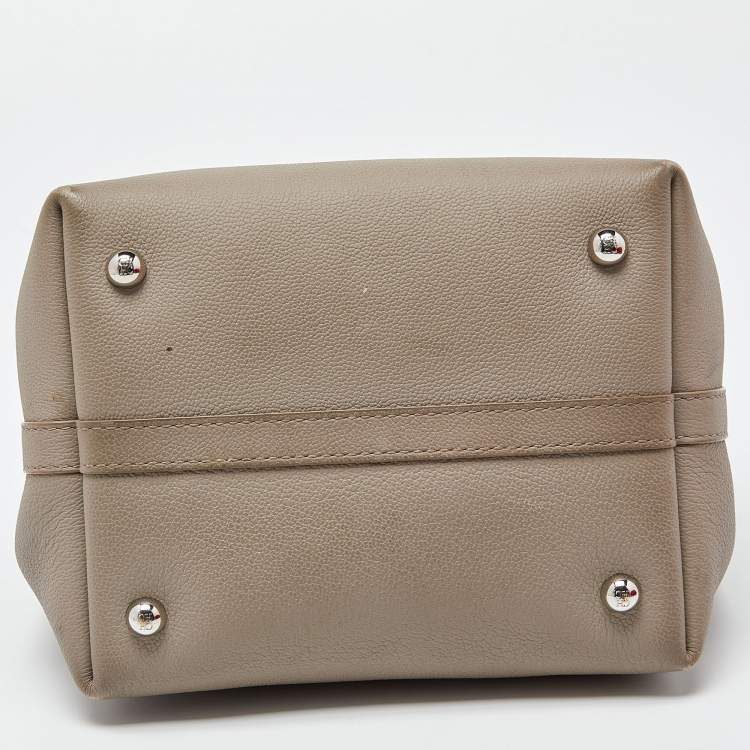 Pre Owned CH Carolina Herrera Taupe Leather Small Matryoshka Locked Tote