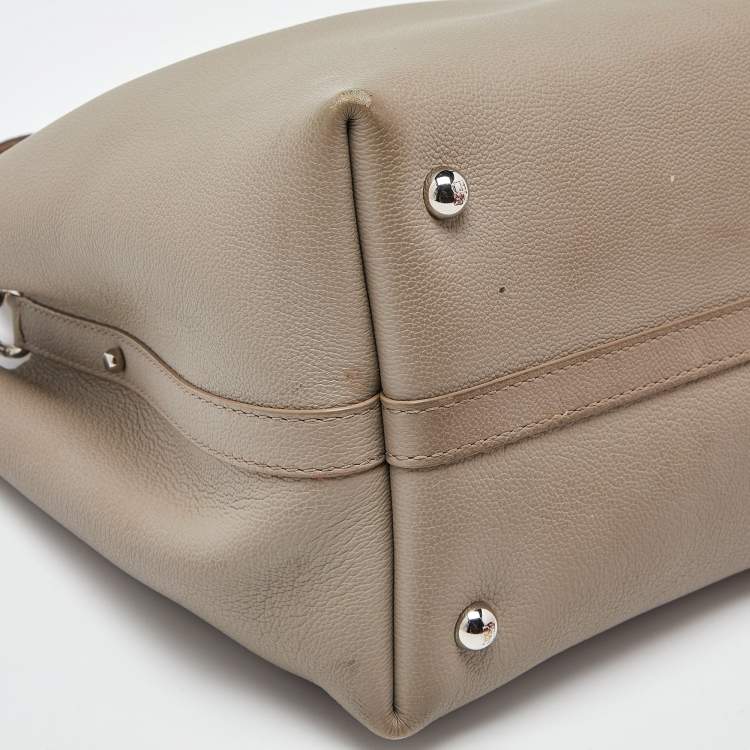 Pre Owned CH Carolina Herrera Taupe Leather Small Matryoshka Locked Tote