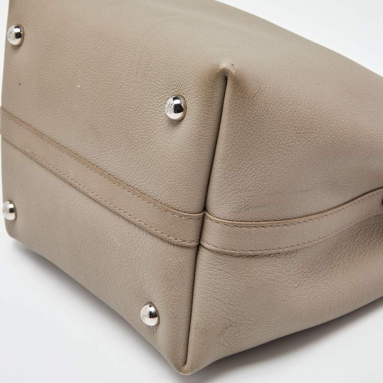 Pre Owned CH Carolina Herrera Taupe Leather Small Matryoshka Locked Tote