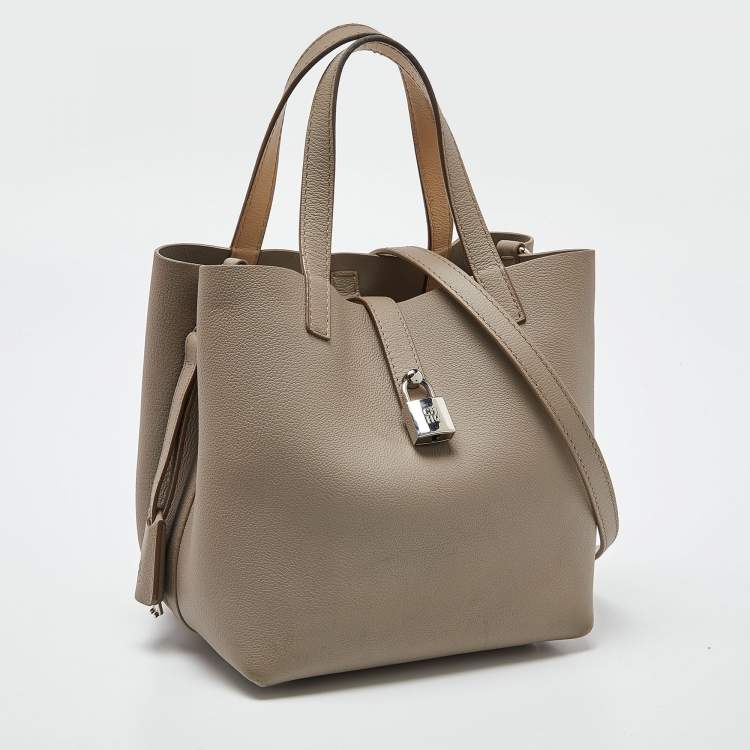 Pre Owned CH Carolina Herrera Taupe Leather Small Matryoshka Locked Tote