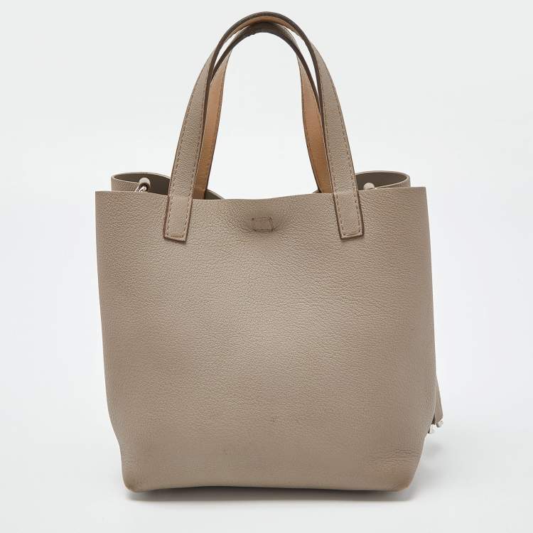 Pre Owned CH Carolina Herrera Taupe Leather Small Matryoshka Locked Tote