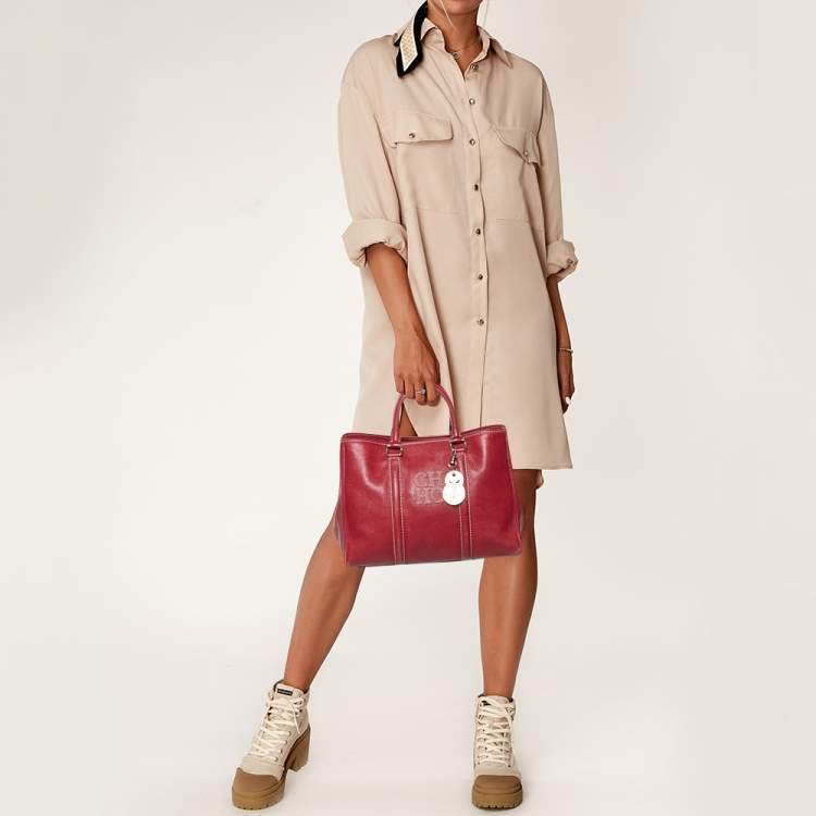 Pre Owned CH Carolina Herrera Red Leather Matteo Tote