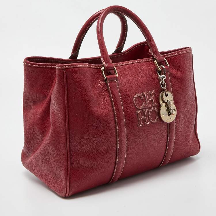 Pre Owned CH Carolina Herrera Red Leather Matteo Tote