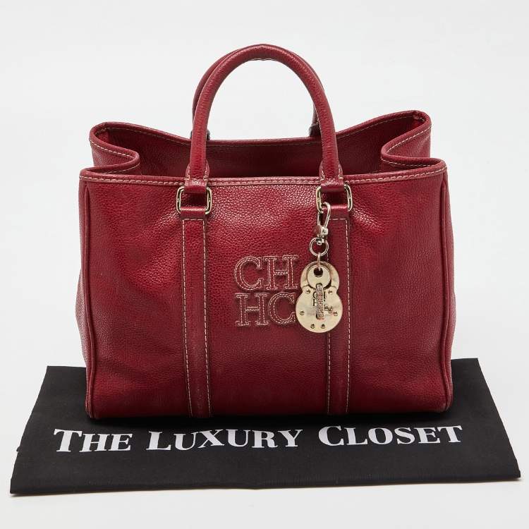 Pre Owned CH Carolina Herrera Red Leather Matteo Tote