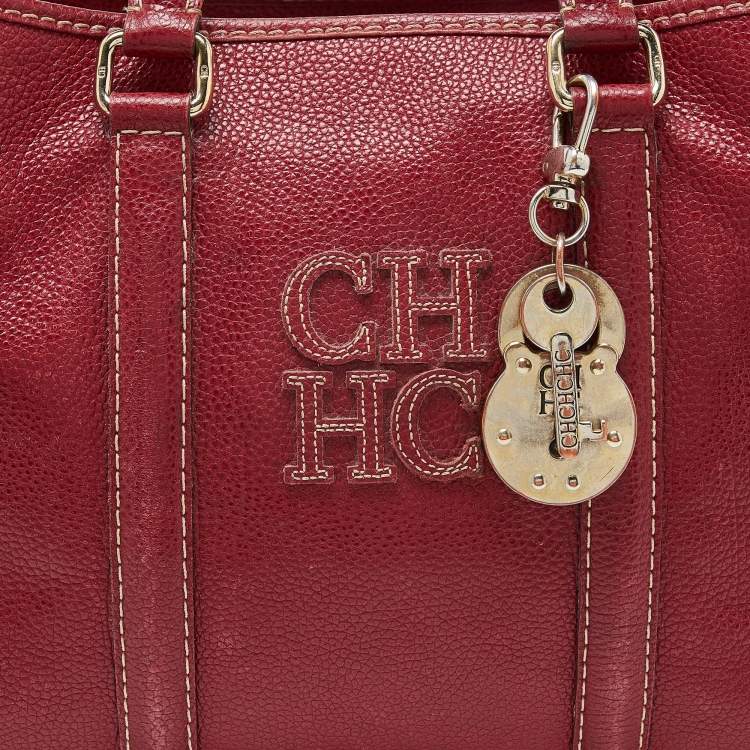 Pre Owned CH Carolina Herrera Red Leather Matteo Tote