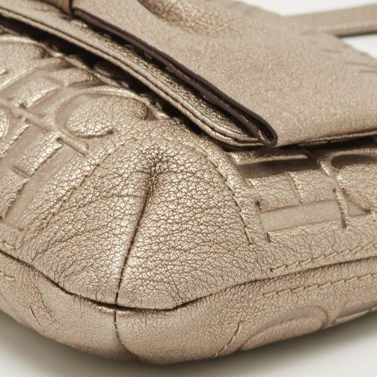 مملوكة مسبقًا CH Carolina Herrera Pale Gold Monogram Embossed Leather Audrey Shoulder Bag