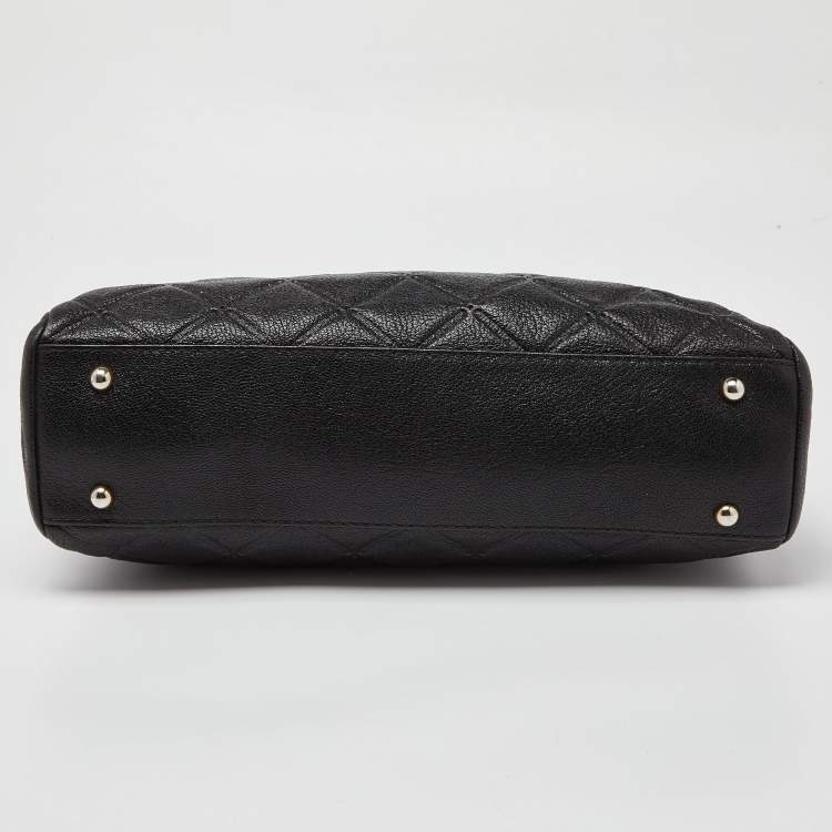 Pre Owned CH Carolina Herrera Black Quilted Leather Chain Shopper Tote