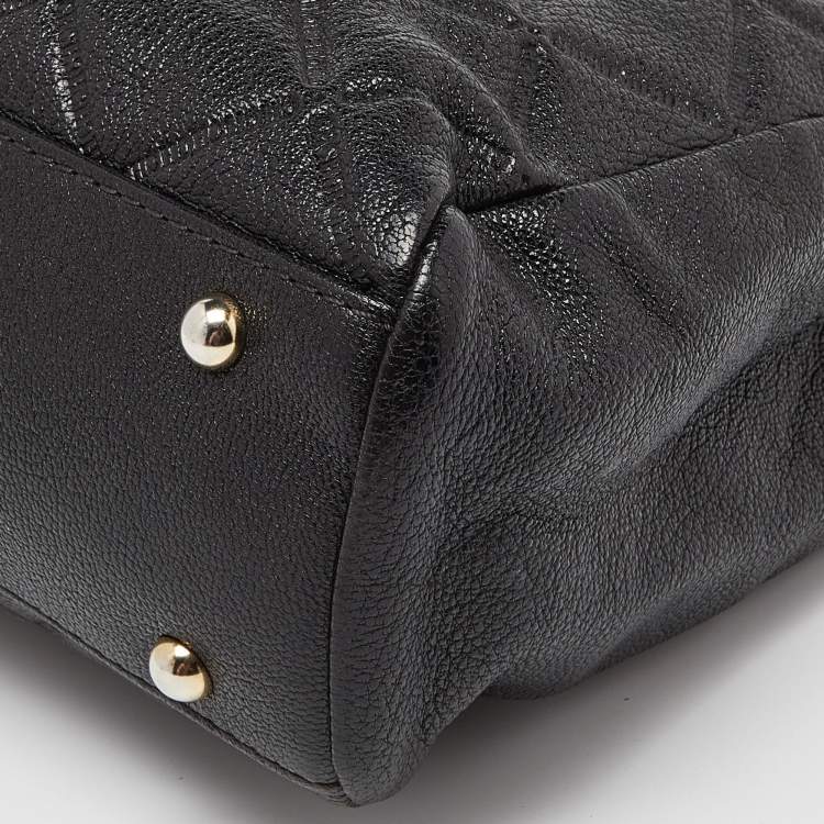Pre Owned CH Carolina Herrera Black Quilted Leather Chain Shopper Tote