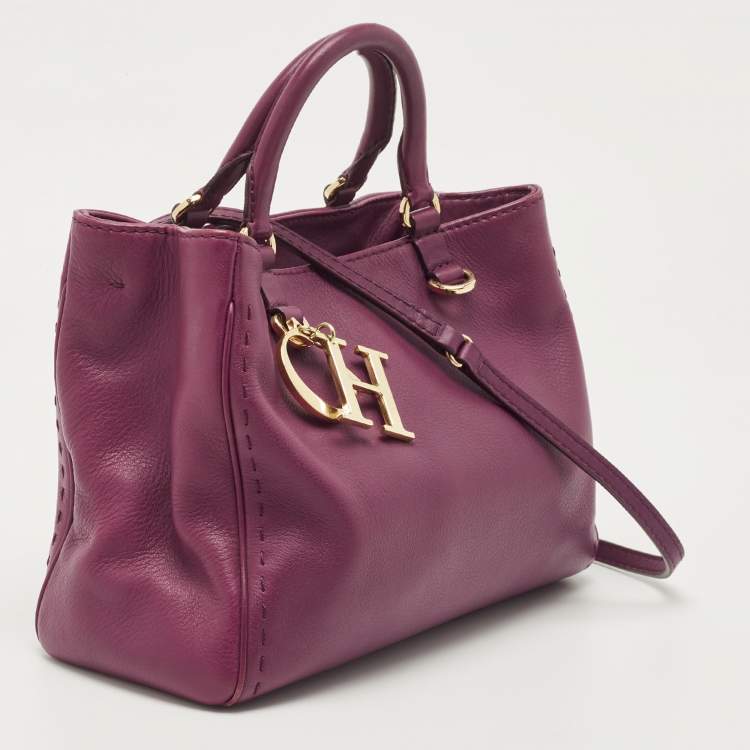 مملوكة مسبقًا CH Carolina Herrera Purple Leather Tote