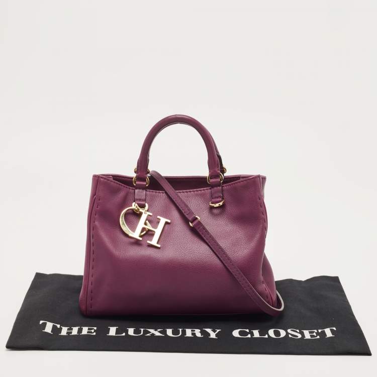 مملوكة مسبقًا CH Carolina Herrera Purple Leather Tote