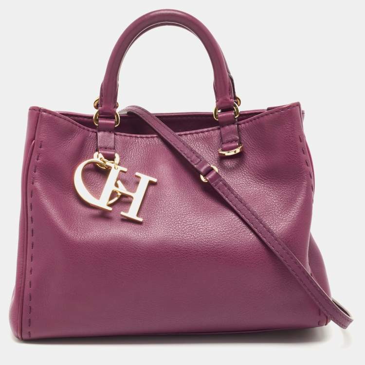 مملوكة مسبقًا CH Carolina Herrera Purple Leather Tote
