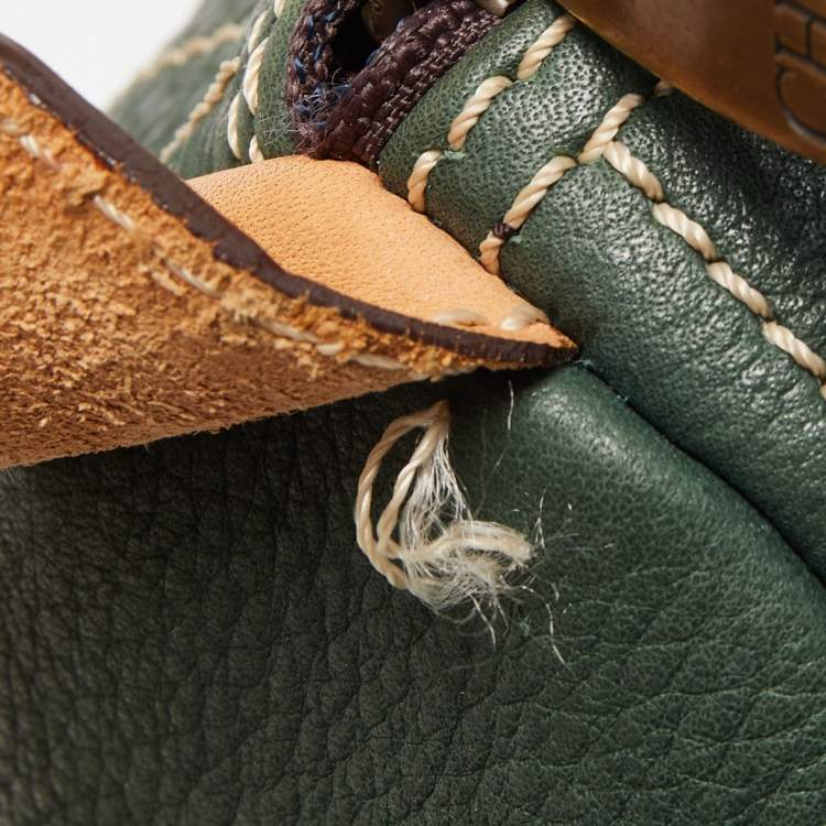 Pre Owned CH Carolina Herrera Green Monogram Embossed Leather Large Andy Boston Bag