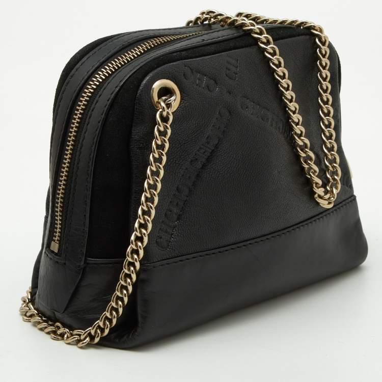 Pre Owned CH Carolina Herrera Black Leather Chain Crossbody Bag