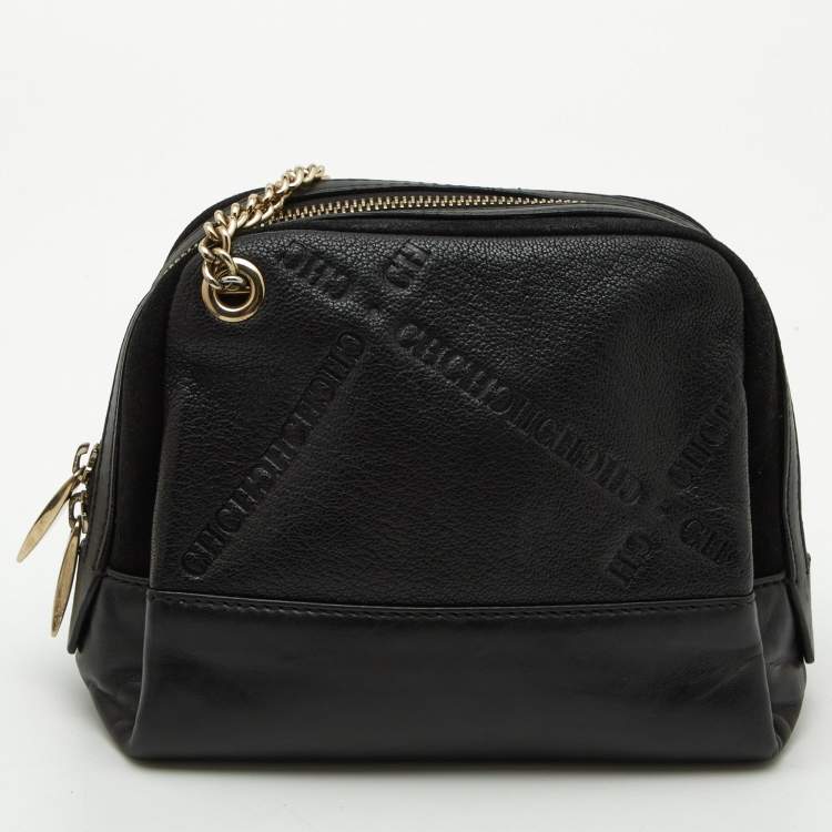 Pre Owned CH Carolina Herrera Black Leather Chain Crossbody Bag