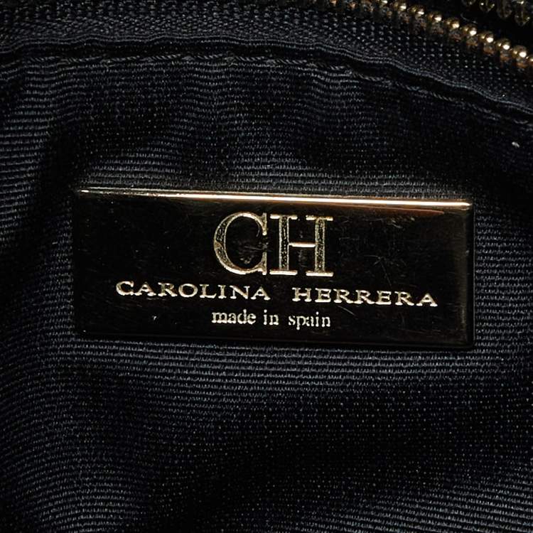 Pre Owned CH Carolina Herrera Black Quilt Patern Leather Chain Tote
