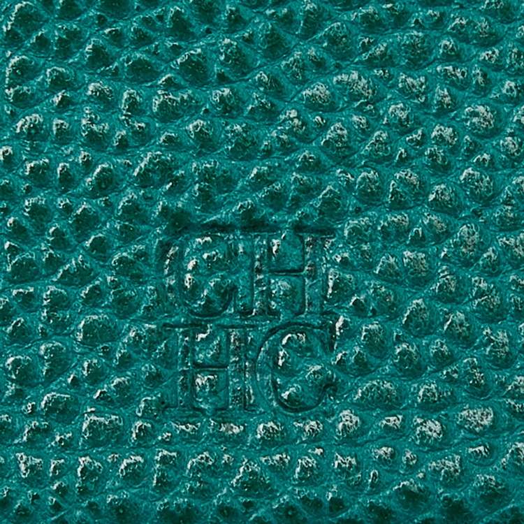 Pre Owned CH Carolina Herrera Green Leather Flap Trifold Continental Wallet